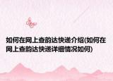 如何在网上查韵达快递介绍(如何在网上查韵达快递详细情况如何)