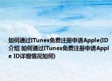 如何通过ITunes免费注册申请Apple(ID介绍 如何通过ITunes免费注册申请Apple ID详细情况如何)