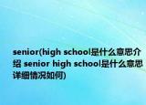 senior(high school是什么意思介绍 senior high school是什么意思详细情况如何)