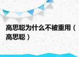 高思聪为什么不被重用（高思聪）