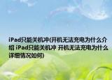 iPad只能关机冲(开机无法充电为什么介绍 iPad只能关机冲 开机无法充电为什么详细情况如何)
