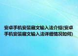 安卓手机安装藏文输入法介绍(安卓手机安装藏文输入法详细情况如何)