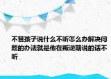 不管孩子说什么不听怎么办解决问题的办法就是他在叛逆期说的话不听