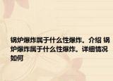 锅炉爆炸属于什么性爆炸。介绍 锅炉爆炸属于什么性爆炸。详细情况如何