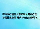 开户支行是什么意思啊（开户行支行是什么意思 开户行支行的意思）