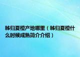 秭归夏橙产地哪里（秭归夏橙什么时候成熟简介介绍）