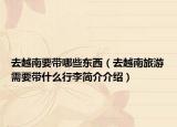 去越南要带哪些东西（去越南旅游需要带什么行李简介介绍）