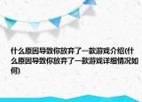 什么原因导致你放弃了一款游戏介绍(什么原因导致你放弃了一款游戏详细情况如何)