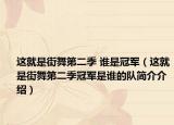 这就是街舞第二季 谁是冠军（这就是街舞第二季冠军是谁的队简介介绍）