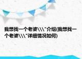 我想找一个老婆\