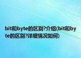 bit和byte的区别?介绍(bit和byte的区别?详细情况如何)