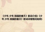 《少年,少年,祖国的春天》歌词介绍(《少年,少年,祖国的春天》歌词详细情况如何)