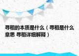 寻租的本质是什么（寻租是什么意思 寻租详细解释）