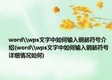 word\wps文字中如何输入钢筋符号介绍(word\wps文字中如何输入钢筋符号详细情况如何)