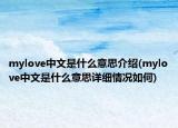 mylove中文是什么意思介绍(mylove中文是什么意思详细情况如何)