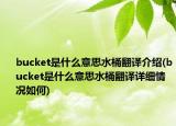 bucket是什么意思水桶翻译介绍(bucket是什么意思水桶翻译详细情况如何)