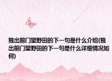 独出前门望野田的下一句是什么介绍(独出前门望野田的下一句是什么详细情况如何)