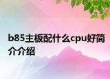 b85主板配什么cpu好简介介绍