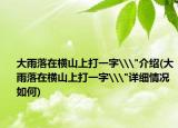 大雨落在横山上打一字\