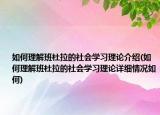 如何理解班杜拉的社会学习理论介绍(如何理解班杜拉的社会学习理论详细情况如何)