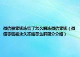 微信被零钱冻结了怎么解冻微信零钱（微信零钱被永久冻结怎么解简介介绍）
