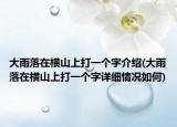 大雨落在横山上打一个字介绍(大雨落在横山上打一个字详细情况如何)