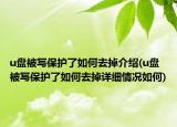 u盘被写保护了如何去掉介绍(u盘被写保护了如何去掉详细情况如何)
