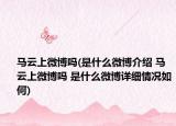 马云上微博吗(是什么微博介绍 马云上微博吗 是什么微博详细情况如何)