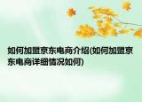 如何加盟京东电商介绍(如何加盟京东电商详细情况如何)