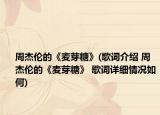 周杰伦的《麦芽糖》(歌词介绍 周杰伦的《麦芽糖》 歌词详细情况如何)
