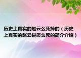 历史上真实的赵云么死掉的（历史上真实的赵云是怎么死的简介介绍）