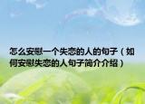 怎么安慰一个失恋的人的句子（如何安慰失恋的人句子简介介绍）