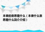 本番的意思是什么（本番什么意思是什么简介介绍）