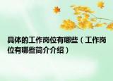 具体的工作岗位有哪些（工作岗位有哪些简介介绍）