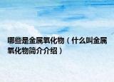 哪些是金属氧化物（什么叫金属氧化物简介介绍）