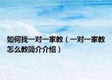 如何找一对一家教（一对一家教怎么教简介介绍）
