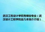 武汉工程设计学院有哪些专业（武汉设计工程学院是几本简介介绍）