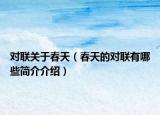 对联关于春天（春天的对联有哪些简介介绍）
