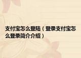 支付宝怎么登陆（登录支付宝怎么登录简介介绍）