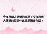 今夜月明人尽望的意思（今夜月明人尽望的望是什么意思简介介绍）