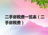 二手房税费一览表（二手房税费）