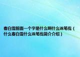 春白雪前面一个字是什么啊什么诛笔伐（什么春白雪什么诛笔伐简介介绍）