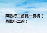 燕歌行二首其一赏析（燕歌行二首）