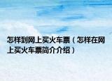 怎样到网上买火车票（怎样在网上买火车票简介介绍）