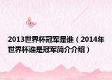 2013世界杯冠军是谁（2014年世界杯谁是冠军简介介绍）