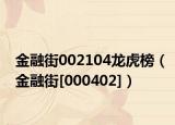 金融街002104龙虎榜（金融街[000402]）
