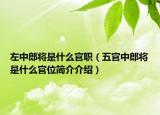 左中郎将是什么官职（五官中郎将是什么官位简介介绍）