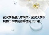武汉学院是几本院校（武汉大学下属的三本学院有哪些简介介绍）