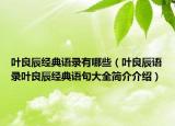 叶良辰经典语录有哪些（叶良辰语录叶良辰经典语句大全简介介绍）