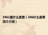 5961是什么意思（596什么意思简介介绍）